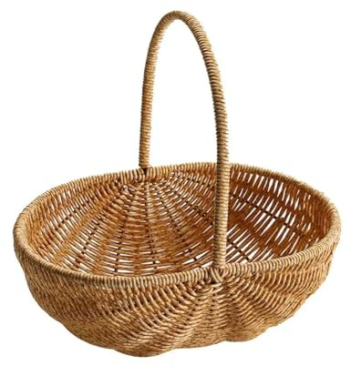 Fegtrtyoa Cesto da Picnic All'Aperto Cesto della Spesa Primaverile Borsa per la Spesa Cesto per la Raccolta della Frutta Cesto Portatile 27cmx27cmx20cm