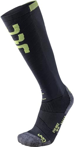 UYN Herren Ski Evo Race Socke, Anthracite/Green Lime, 45/47