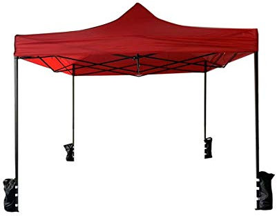 Rebecca Mobili Cenador Pabellón Plegable con 4 Pesos Rojo Poliéster Metal Funda de Transporte Festival Terraza Fiesta - 3,1x3x3 m (A x AN x FON) - Art. RE6328