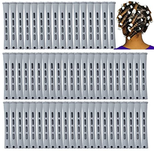 Perm Rods,60 pcs Hair Rollers for Natural Hair Long Short Styling Tool Curlers Small Size 0.59 inch Gray Color