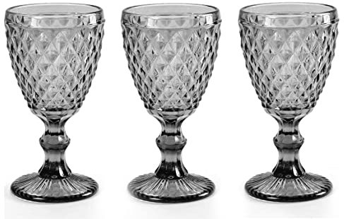 Set 6 calici bicchieri bicchiere acqua 260 ml in vetro colore grigio 17 cm GIN-820458