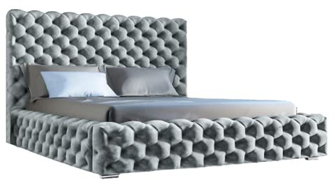 Heaven Polsterbett im Glamour-Stil mit zwei Bettkästen, verstärkter Holzrahmen, Chrombeine - große Auswahl an Stoffen - Komfort und Funktionalität – luxuriöses Schlafzimmerbett Größe 160x200