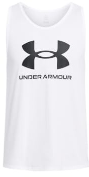 Under Armour Mens Sportstyle Logo Tank Top - White//Black - XL