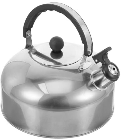 Ciieeo Tetera De Acero Inoxidable De 2.5 Litros Con DiseñO De Fondo Plano Hervidor De Agua Con Sonido Ideal Para Té Y Café Plata