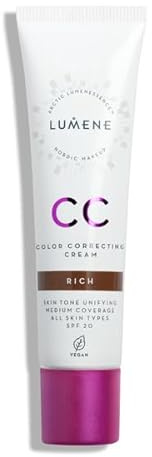 LUMENE CC Cream Color Correcting Cream Foundation | SPF 20 | Medium Coverage | Lightweight and Antioxidant-Rich | Hydrates While Reducing Redness | All Skin Types | Vegan |30 ml | Rich