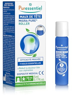 Puressentiel – Roll-On Dolor de Cabeza – Eficacia probada para aliviar el dolor – Alivio Rápido – Efecto Frío Intenso – 9 Aceites Esenciales – 5 ml
