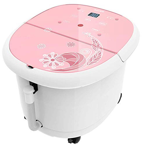 Fotspabad, fotbadsmassageapparat, fothink med värmande detox-pedikyr djupt fat hemma 6 massagerullar-rosa (rosa) Star of Light