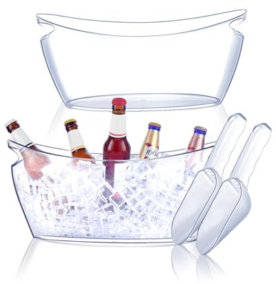 Eiskübel Flaschenkühler-2 x Sektkühler Kunststoff，Eiswürfelbehälter Groß,Eiseimer zum Kühlen von Bier, Wein und Softdrinks - Sektkühler (Clear)