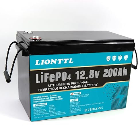 Batteria Lifepo4, 12 V, 200 AH, 5000 Deep Cycle al litio fosfato di ferro, sostituisce batteria AGM al piombo acido, adatta per camper, traina, barche, impianti solari, ecc.