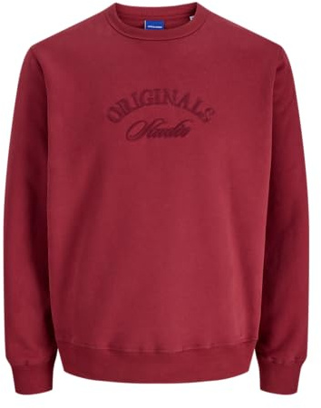JACK & JONES Sweat Jorbleecker Branding Sudadera Crew BF, Tibetan Red, M para Hombre