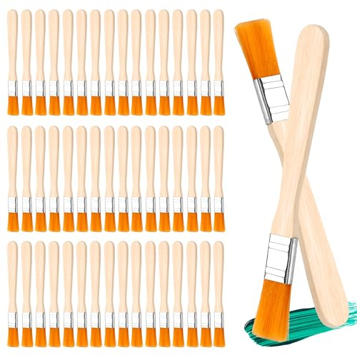 50 Pezzi Pennelli Piatti, 13cm Lunghezza Pennelli Pittura Piccoli con Manico in Legno - Ideale per Fai Da Te, Pittura Artistica e Forniture Artistiche - Adatti a Principianti e Esperti