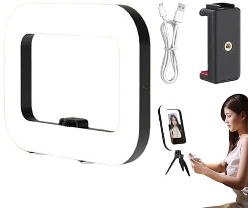 Luce ad anello del telefono, luce ad anello a LED - Lampada di riempimento dello stabilizzatore video quadrato,Anti-shake Selfie Square Ring Light for Beauty Makeup, Interioor ed Outdoor Studio