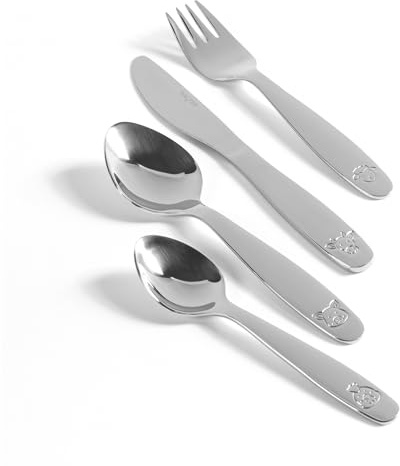Salter 12-Piece Kids Farmyard Cutlery Set - Includes Knives, Forks, Dessert Spoons & Teaspoons, Stainless-Steel, Dishwasher Safe, Mirror Polished, Embossed Pattern, Toddler Utensils, 25-Year Guarantee