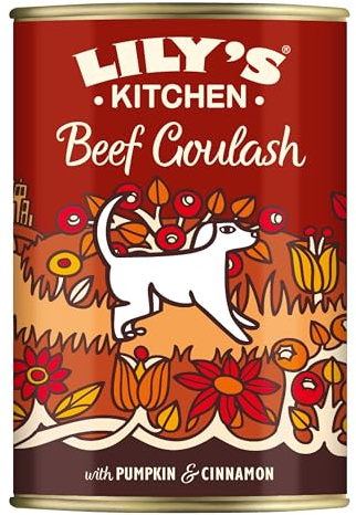 Lily's Kitchen Elaborado con Ingredientes Naturales Lata de alimento húmedo para Perros Adultos Goulash de Vacuno 6 x 400g