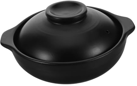 Amosfun Cocotte En Terre Cuite Noire 600 Ml Avec Couvercle Marmite à Riz En Argile Résistante à La Chaleur Ustensile Cuisine Asiatique Pour Cuisson Vapeur Et Mijotée Usage Maison, Réception, Voyage