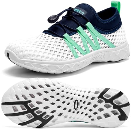 ALEADER Womens Water Shoes, Summer Tennis Walking Shoes White/Navy/Blue 8.5 B(M) US