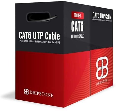 CAT6 Direct Burial Bulk Ethernet Cable 1000ft 23AWG Solid CCA Waterproof