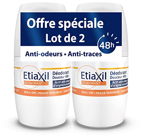 ETIAXIL - Déodorant - Transpiration Faible - Aisselles - 48h - Roll On - Fabriqué en France - 50 ml - Lot de 2