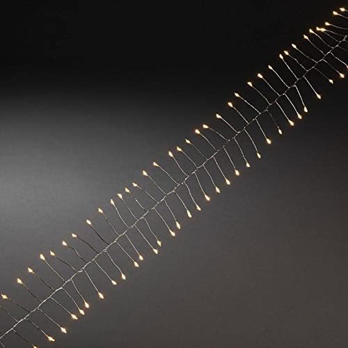 Konstsmide, 1465-890, Micro LED Lichterkette, Firecracker, mit 6h-Timer, 60 bernsteinfarbene Dioden, batteriebetrieben, Innen, silberfarbener Draht