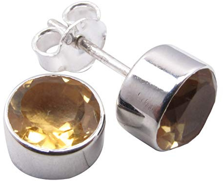 SilverStarJewel Runde Citrin Ohrringe 0,8 cm 925 Sterling Silber Neuer Stein