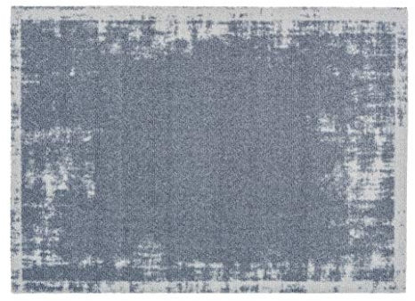 Rutschfester Teppich Wohnzimmer - Miabella Fußmatte innen - Küche Läufer Flur Schmutzfangmatte - Sauberlauf waschbar 50x70cm Uni Bordüre grau