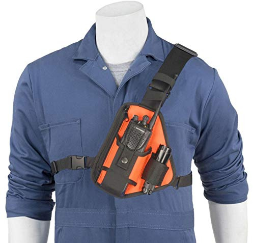 HolsterGUY RCH-101ORU bröstsel-axel-radio-hölsterpaket, justerbar, enkelficka, tvåvägs hölster för Motorola och walkie-talkies, orange