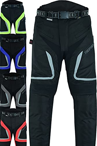 Texpeed Motorcycle Biker Trousers Mens Motorbike Waterproof Textile Cordura Pants With Protective CE Armour (EN 1621-1) Black - 36W / 34L