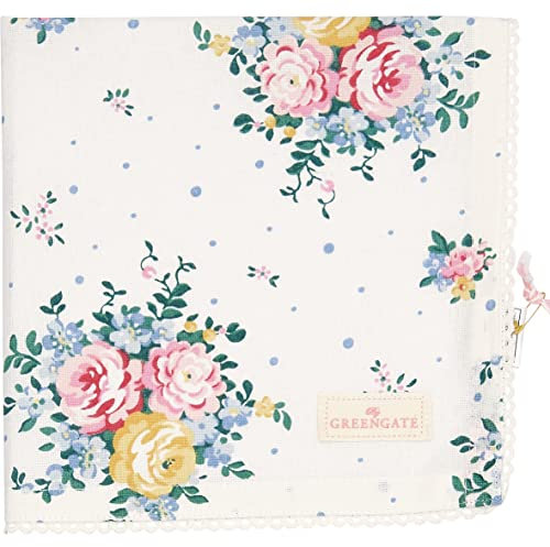 Greengate COTNAPWLLRA0108 Laura Stoffserviette mit Spitze White 40 x 40 cm (1 Stück)