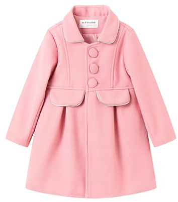 Mud Kingdom Chaqueta de niña de manga larga, color liso, estilo Peacoat, con solapa, para otoño, suelta, abrigo de invierno tipo Trenchcoat para niñas de 2 a 10 años, Colores pastel., 2 años
