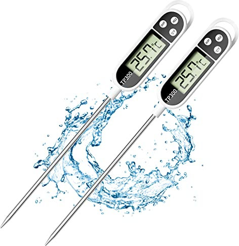 Firschoie 2 pièces Thermomètre de cuisine universel digital, Précision de la sonde alimentaire à 0,1°C avec de longues sondes, Thermomètre de gril de cuisson, pour cuisson, pâtisserie et grillades