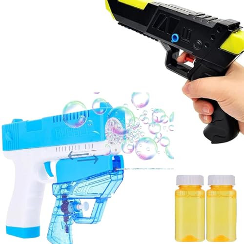 2 in 1 Seifenblasenpistole, Automatische Seifenblasenpistole mit 2 Flaschen Bubble Nachfüll-Lösung, Elektrische Wasserpistole für Erwachsene und Kinder, Blasenspielzeug für Geburtstag/Party (A)