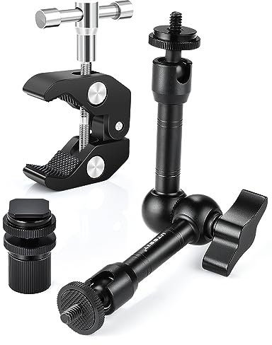 UTEBIT Brazo Mágico, Brazo Articulado de 9 Pulgadas con Abrazadera Super Cangrejo y Montura de Zapata Fría de 1/4, Kit de Brazos Mágicos para Trípode DSLR para Fotografía, Vídeo, Luz, Flash
