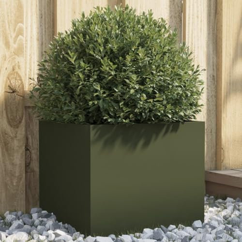 ShGaxin Jardinera de Acero Laminado en frío Verde Oliva 32x30x29 cm, Huerto Urbano Terraza, Jardineras Exterior, Jardineria Maceteros, Mesa De Cultivo, Huerto En Casa - 841541