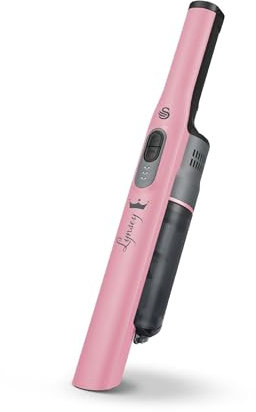 Swan SC15829QOC TV’s Queen of Clean Handheld Cordless Vacuum Cleaner, Lightweight, 2 Speed Settings, Includes 2 in 1 Nozzle, Sofa Brush, and Motorised Pet Tool, 14.8V, Pink