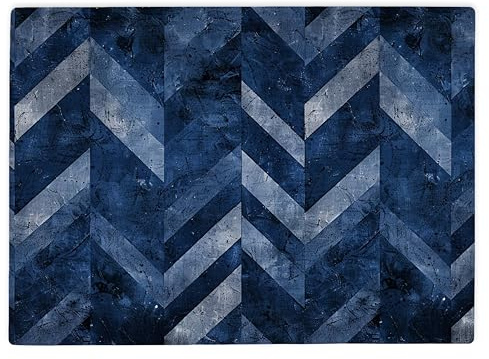 Shopagift Navy Blue Chevron Pattern Glass Chopping Board Large Kitchen Worktop Saver 39cm x 28cm