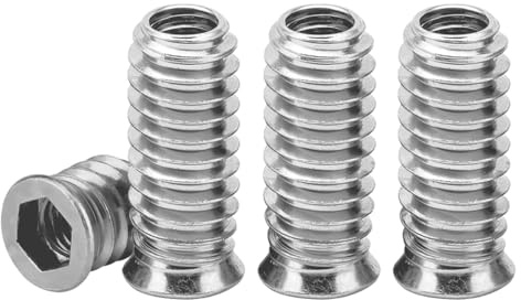 Drenky M6x20mm Boccole Filettate per Legno Argento 40 Pezzi Inserti Filettati Zincati, Dado Esagonale con Dadi di Avvitamento Perfetti per Mobili in Legno