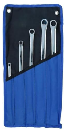 Unibos | Extra Long 5pc Set Double Ended Ring Spanner Aviation Wrench 8mm - 19mm | with Carry Bag | Chrome Molybdenum