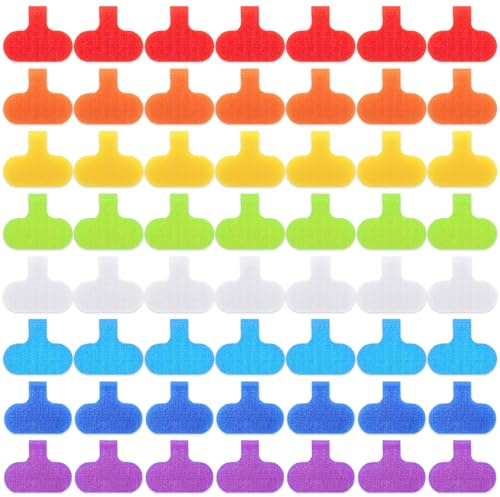 Ngdhkd 56 Pcs Cable Labels Self-Adhesive Cord Wire Labels 8 Colors Writable Cord Tags for Office Management and Classify