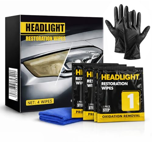 Dorwrnln Car Headlight Restoration Kit, 2-Step Headlight Cleaner with Oxidation Removal & Ceramic Coating Wipes, Removes Oxide & Yellowing Restore Clarity, Headlight Polish Restorer Kit