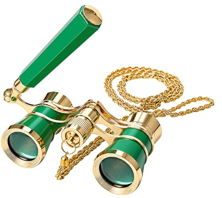 JewelryWe operakikare för vuxna, kompakt, linsdiameter 25 mm, 3x förstoring, för opera, konsert och hästracing, grön, K9-glas och metallegering