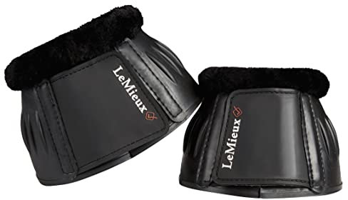 LeMieux Fleece Rubber Bell Overreach Horse Boots - Over Reach or Bell Boots for Horses - Protective Gear and Training Equipment - Equine Boots, Wraps & Accessories (Black/Large)