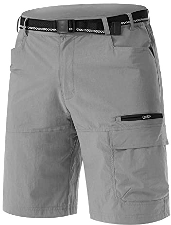 TACVASEN Men's Cargo Shorts Golf Dress Casual Lightweight Quick Dry Water Resistant Summer Work Hiking Shorts Fishing Light Grey 36