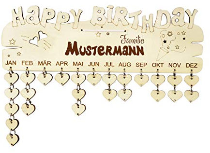 Geburtstagskalender Jahresunabhängig Holz Geschenke zum Selbst-gestalten DIY Kalender Immerwährend Jahre, Zahlen und Datum (Geburtstagskalender - Personalisiert)