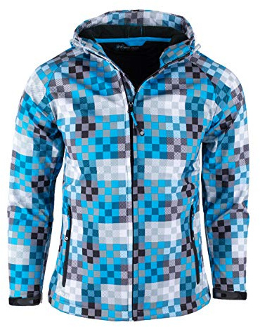 Unbekannt Kinder Jungen Softshelljacken Outdoor Jacken Softshell Jacke - Blau Kariert 176