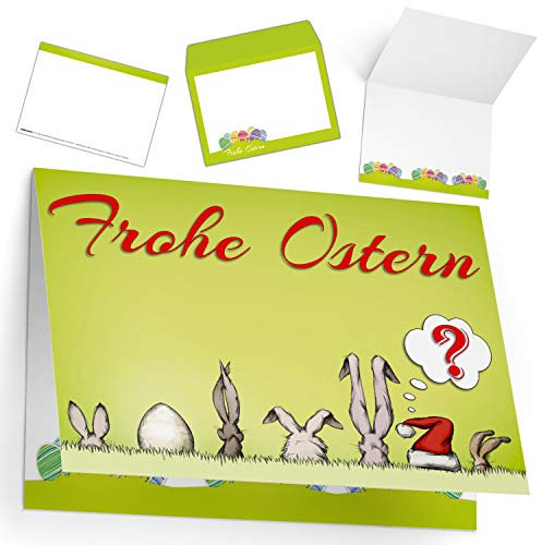 Osterkarten mit Umschlag (15er Set) OSTERMÜTZE - edle & lustige Klappkarten ideal privat und geschäftlich - Frohe Ostern Grußkarten von BREITENWERK