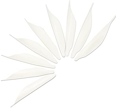 ACCMOS 50 pz/Scatola Tiro con L'Arco Freccia Alette Rotanti 1,8 Pollici Piuma a Spirale Ala Destra con Sticker Tape Fai da Te Frecce Accessori (White)