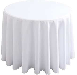 FANIVIN Polyester Tischdecke Tischtuch Tischwäsche Couchtisch Küchentischabdeckung Tafeltuch Rund Einfacher Stil Weiß Durchmesser 160CM
