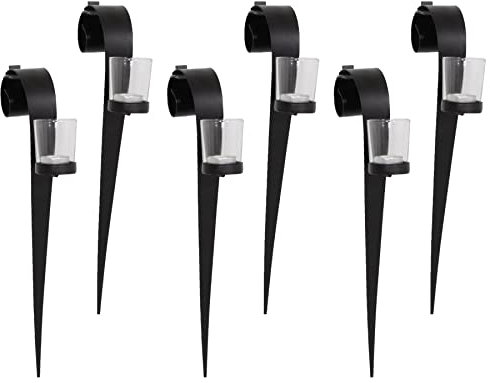 Novaliv Lot de 6 bougeoirs muraux en métal avec verre - 16 x 43 x 6 cm - Noir - Bougeoir pour salon - Décoration murale - Décoration murale - Bougies - Vintage - Photophore mural