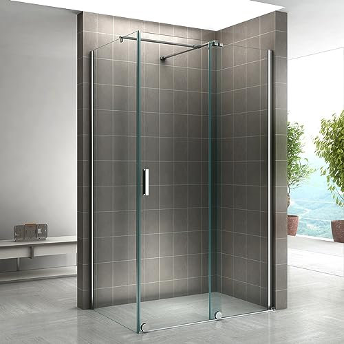 NAPOLI Paroi de douche d'angle coulissante H. 200 cm verre 8 mm transparent 80 x 120 cm (porte 120)