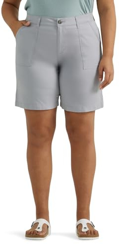 Lee Women's Plus Size Ultra Lux Comfort with Flex-to-Go Utility Bermuda Short Material Gray 22 Plus
